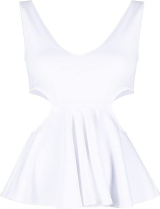 GOEN.J cut-out ruffled tank top - women - Cotton - M - White