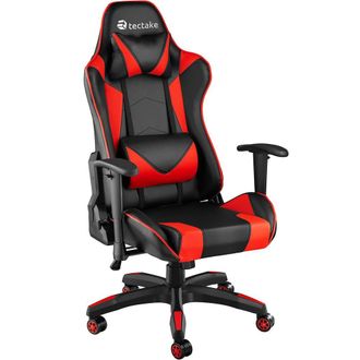TecTake Gaming Chair Stealth - Ergonomic Shape, Adjustable Backrest in Red