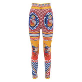 Chlo&eacute; Wijde katoenen broek met zakken - Dames - Leggings - Veelkleurig - M - Katoen - Broeken