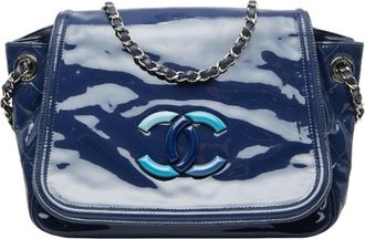 Chanel Navy Patent Leather Shoulder Bag Tote Bag (Pre-Owned)
