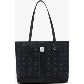 MCM New Small Liz Shopper in Visetos in Black at Nordstrom