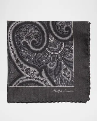 Ralph Lauren Purple Label Paisley Cashmere-Silk Pocket Square