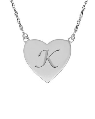 Jane Basch Silver Heart Initial Pendant (A-Z)