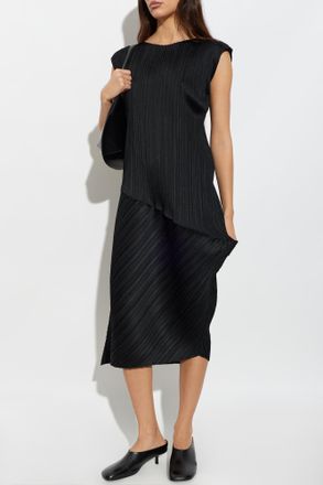 Pleats Please Issey Miyake Pleated Dress, Womens, Black