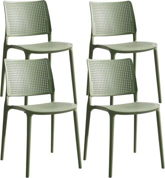 Oviala Juego de 4 sillas de jard&iacute;n de pl&aacute;stico verde cactus