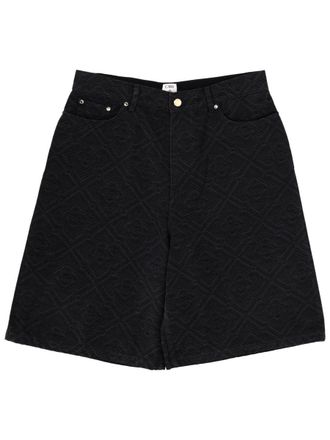 Casablanca Neutrals Laser Monogram Embossed Cotton Shorts