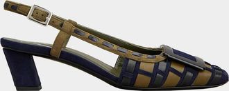 Roger Vivier 45mm Belle Vivier Infilature Woven Leather Slingback Pumps