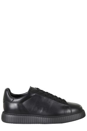 Hogan Black H677 Leather Rubber Sole Leather Sneakers