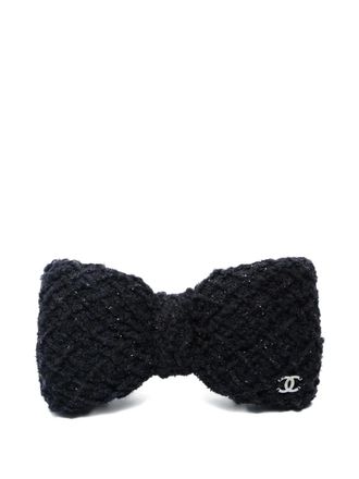 Chanel 2022 tweed CC hair clip - Black