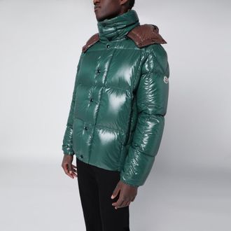 Moncler Green nylon laqué down jacket