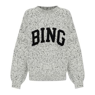 Anine Bing Round-neck Knitwear, female, Gray, Size: XS Sweater with logo