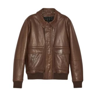 Yves Salomon Lederen Aviator Jas - Heren - Bomber jackets - Bruin - L - Leer - Jassen