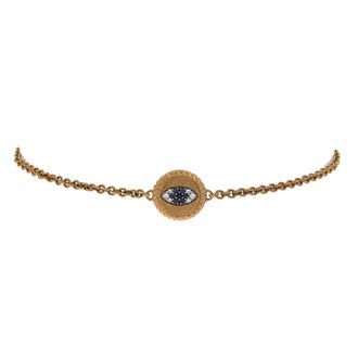David Yurman Cable Collectibles Evil Eye Bracelet 18K Yellow Gold with Blue Sapphires, Diamonds and Black Diamonds 2mm