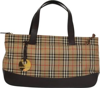 Burberry Pre-owned Tote Bags, female, Beige, Size: ONE SIZE Pre-owned Vintage Haymarket Check Tote Bag