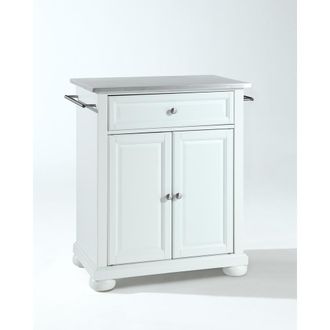 Crosley Furniture Alexandria Stainless Steel Top Portable Kitchen Island/Cart White/Stainless Steel