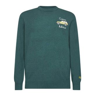 MC2 Saint Barth Round-neck Knitwear, male, Green, Size: 2XL Cortina car hab 51