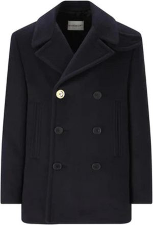 Givenchy Double-Breasted Caban - Heren - Mantel - Blauw - M - Wol - Jassen