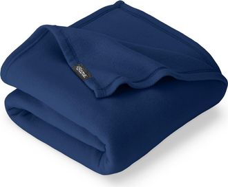 Bare Home Lightweight Polar Fleece Throw Blanket in Dark Blue at Nordstrom