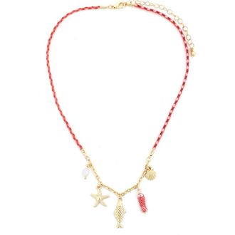 Panacea Cord Sea Life Charm Necklace in Pink at Nordstrom