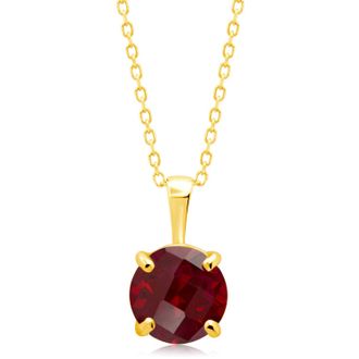 MAX + STONE 14k Yellow or White Gold 8mm Gemstone Round Pendant Necklace with 18 Inch Chain