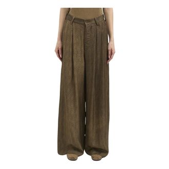 Uma Wang Wide Trousers, female, Brown, Size: M Pantaloni Paella in Viscosa