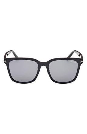 Tom Ford 56mm Square Sunglasses in Shiny Black /Gradient Smoke at Nordstrom Rack