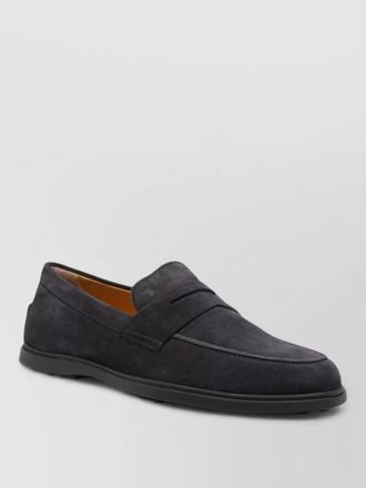 Tod's suede leather loafers round toe rubber sole