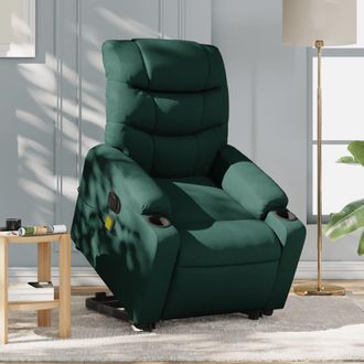 vidaXL Vidaxl - Sill&oacute;n Masaje El&eacute;ctrico Reclinable Elevable Tela Verde Oscuro