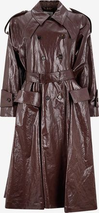 Chloé Beschichteter Reitermantel aus Leinen mit karierter Wolle