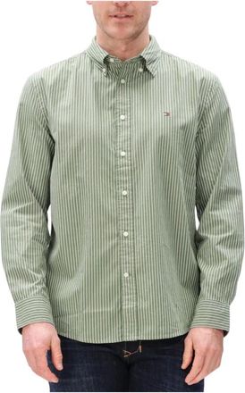 Tommy Hilfiger Core Hairline Poplin RF Shirt - Heren - Casual Overhemden - Groen - 2XL - Katoen - Overhemden