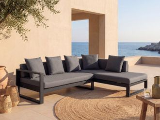 Vente-Unique Sof&aacute; rinconera de jard&iacute;n de aluminio - Antracita - MOLOKAI