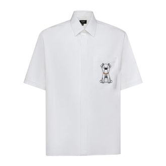 Fendi Dog Embroidered Pocket Shirt - male - Fendi - Short Sleeve Shirts - White - M - Shirts