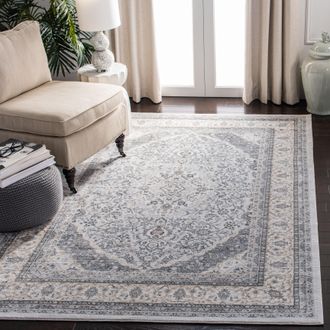 Safavieh Isabella Machine Made Area Rug, Light Grey / Cream Traditional Style Easy Care