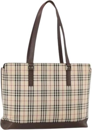 Burberry Pre-owned Vintage Tote Bag - Dames - Vintage Shopper - Beige - ONE Size - Leer - Vintage