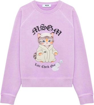 Msgm Felpa Hotel Cat - - Sweatshirts & Hoodies - Donna - Viola - M