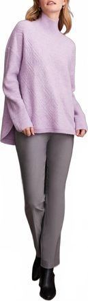 Tribal Textured Mock Neck Sweater In Orchid