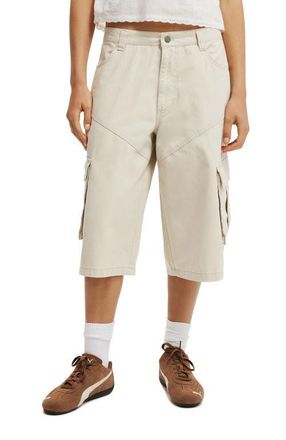 Cotton On Womens Long Cargo Jort in Washed Ecru at Nordstrom, Size 0