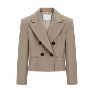 Tela Tamara Blazer - Dames - Jassen - Beige - Maat: S Leer