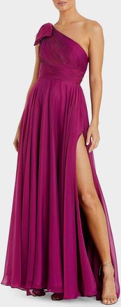Mac Duggal Pleated One-Shoulder Gown