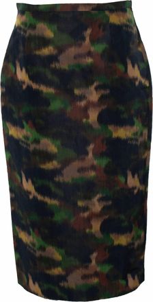 Rochas Pre-Loved Womens Paris Camouflage Printed Midi Skirt In Multi