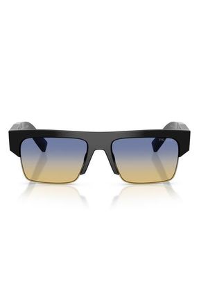 Prada 55mm Rectangular Sunglasses in Black/yellow/Dark Blue at Nordstrom
