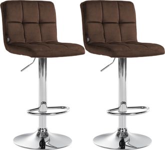 Clp Clp - Set De 2 Taburetes De Bar Peru En Terciopelo Marr&oacute;n Cromado