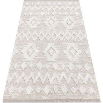 RugsX Rugsx - Carpet eco sisal moroc 22319 rhombuses boho 22314 fringe - structural beige / cream beige 78x150 cm