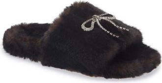 Balenciaga Furry Slide Sandal in 2618 Brown/Silver/Crystal at Nordstrom, Size 12Us