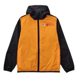 Comme Des Gar&ccedil;ons FW25 K-Way Hoodie Full Zip Orange Black AZ-J505-051-1
