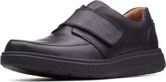 Clarks Mens Leather Riptape Fastening Trainers, Black, 43 EU Weit