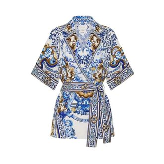 Camilla Blouses, female, Multicolor, M, Artistic Crystal Embellished Short Sleeve Jacket