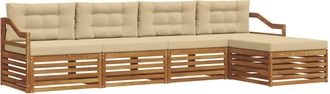 vidaXL Conjunto De Sof&aacute;s De Exterior 5 Uds. Natural Y Beige Vidaxl