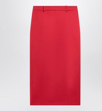 Frankie Shop Red Alrose satin midi skirt