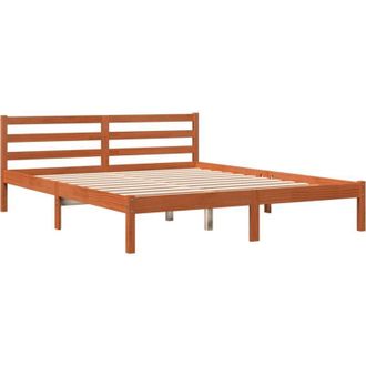 vidaXL Vidaxl - Cama Sin Colch&oacute;n Madera Maciza De Pino Marr&oacute;n Cera 200x200 Cm